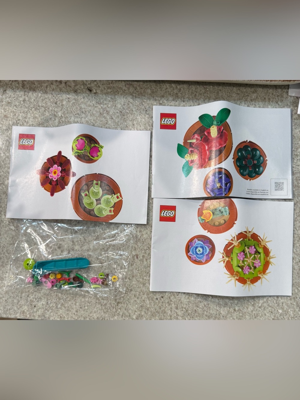 Lego Floral Pot Builder Instruction Books and Extra Pieces Only - Green, Pink
